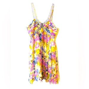 Nine West Silk Floral Tropical Multi Color Dress Size 8 Vacay Baecay Staycay